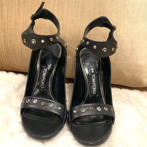 Tom Ford Black Crystal Studded Sandal - Picture 2 of 8